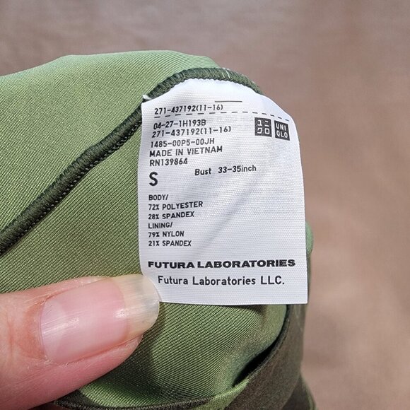 Uniqlo Size S Olive Green Abstract Pattern Wireless Bra Active Racer Back, EUC - Picture 8 of 8